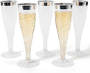 Prestee Set of 24 Silver Glitter Plastic Champagne Flutes - 4.5 oz Capacity - Shatterproof Durable Disposable Glasses - Elegant Design - Ideal for Weddings, Cocktail Parties, and Outdoor Celebrations by CozyNest Decor