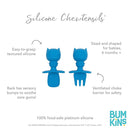 Bumkins Baby Utensils Set, Chewtensils Silicone Spoons for Dipping, Self-Feeding, Baby Led Weaning, Trainer Learning, First Stage Eating, Soft Practice Fork and Spoon, 6 Months, Batman Blue by TinyTreasures Baby Boutique