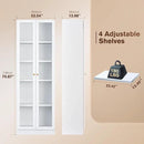 5 Tier Metal Curio Cabinets, Modern Bookshelf Cabinet with 4 Adjustable Shelves, Cabinet Display Case for Home Office, Living Room, Pantry (White-23.54W) by CozyNest Decor
