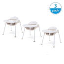 Foundations Secure Sitter Feeding Chairs 3-Pack, No-Tip Feet, 3-Point Adjustable Harness, Removable Tray, Stackable Feeding Chairs (13 inch) by TinyTreasures Baby Boutique