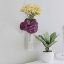 Creative Wall Hanging Sculpture, Artistic Wall Hanging Hand Sculpture with Test Tube vases, Home Decoration Hand Against Wall (Purple) by CozyNest Decor