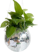6inch Disco Ball Hanging Plant Pots,Plant Disco Ball Silver Mirror Disco Planter with Chain Hook for Indoor Outdoor Decor and Wooden Stand for Desk,Self Watering Insert Pots, Boho Disco Ball Planter by GreenHaven Gardens