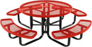 Coated Outdoor Furniture Heavy-Duty Portable Outdoor Kids Table with Umbrella Hole, Expanded Metal Kids Picnic Table, Commercial-Grade, Made in America (46 In, Round, Childrens, Red) by CozyNest Decor