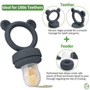JEXFUN Silicone Baby Food Feeders + Freezer Tray for Batch Prep, Introduce New Foods Safely, Double as Silicone Teething Toys, BPA Free Silicone Feeder for Safe Infant Self Feeding - (Dark Grey) by TinyTreasures Baby Boutique