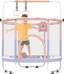 60'' Toddler Trampoline with Safety Enclosure Net, Trampoline for Kids Certified by ASTM USA 2-8 Year Old for Indoor, Lawn Garden by TinyTreasures Baby Boutique
