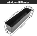 GREANER Rectangle Window Boxes, 6PCS 16x3.8 Inch Black Herb Planters with RemovableTray and Drainage Hole, Succulent Flowers Plastic Pot for Balcony, Office, Windowsill, Garden, Outdoor Decoration Use by GreenHaven Gardens