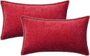 MIULEE Pack of 2 Christmas Pillow Covers 12x20 Inch Red Farmhouse Decorative Throw Pillow Covers with Stitched Edge Soft Chenille Solid Dyed Couch Pillow Covers for Sofa Bed Living Room by CozyNest Decor