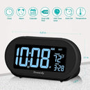 DreamSky Alarm Clocks for Bedrooms, Auto Set Digital Desk Clock for Bedside Nightstand, Electric Clock with Dimmable Brightness Dimmer, Auto DST, USB Port, Date, Temperature, Snooze by CozyNest Decor