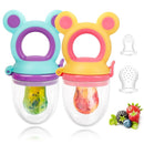 Baby Solids/Frozen Fruit Feeder Pacifier, Infant Teether Toy 4M+, BPA-Free Silicone Pouch & Nipple, Safely Introduce Solids, Teething Relief, 2-Pack (Mickey - Blue Yellow, S/M/L) by TinyTreasures Baby Boutique