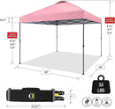 CROWN SHADES 10x10 Pop Up Canopy Tent - Patented Center Lock One Push Instant Outdoor Canopy Beach Tent with STO-N-Go Bag 8 Stakes & 4 Sand Bags，Pink by GreenHaven Gardens