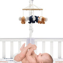 Lambs & Ivy Playful Elephant Blue/White Musical Baby Crib Mobile Soother Toy by TinyTreasures Baby Boutique