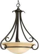 Progress Lighting 3-Light Tea Stained Glass Transitional Inverted Pendant Light, Torino Collection, Indoor, P3847-77, Forged Bronze by CozyNest Decor