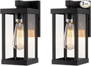 mirrea 11" Classic Outdoor Wall Sconce 1 Light in Matte Black Rectangular Metal Frame and Clear Glass Shade Waterproof Porch Light Patio Light Pack of 2 by CozyNest Decor