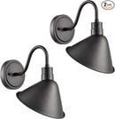 DIRYZON Industrial Gooseneck Wall Sconces Antique Black Barn Light for Kitchen Sink Patio Porch Set of 2 by CozyNest Decor
