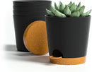 4 inch Small Plant Pots for Outdoor Indoor Plants, 5 Pack Planters with Drainage Holes and Tray, Small Self Watering Pots for Succulent,Cactus, Aloe and Other Plants (Black) by GreenHaven Gardens