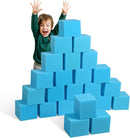 Foam Pit Cubes - 24 PCS 5 Inches Gymnastics Foam Blocks Trampoline Blocks, Multi-Sport Protective Padding for Freerunning, Trampoline, Parkour, Skate Parks & BMX - Blue by TinyTreasures Baby Boutique