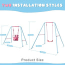 2-in-1 Toddler Swing Set with Metal Stand, Safety Belt & 4 Anchors - A-Frame Swing for Kids 6 Months+ (Pink, Indoor/Outdoor Backyard Playground) by TinyTreasures Baby Boutique
