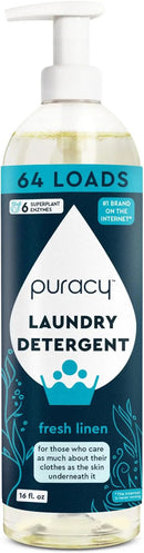 Puracy Laundry Detergent - Enzyme-Powered Liquid Laundry Detergent Concentrate, Natural Laundry Detergent Seen on TikTok, Non-Toxic (Fresh Linen, 16 fl oz, 64 Loads) by CozyNest Decor
