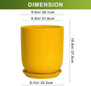 Ceramic Pot for Plants - 10 Inch Plant Pot Indoor with Drainage Hole and Saucer Large Planter for Outdoor Plants Cylinder Decorative Flower Pot Yellow by GreenHaven Gardens