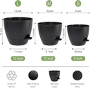 Large Self Watering Pots, 12/10/9 Plastic Planters with High Drainage Holes and Deep Reservoir for Indoor Outdoor Garden Plants and Flowers, Black by GreenHaven Gardens