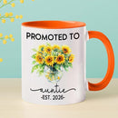 Promoted To Auntie EST 2026 Accent Mug Gift For Pregnancy Announcement, Personalized Name New Aunt Coffee Mug 11 15Oz, Customized Sunflowers Auntie White Coffee Cup For Birthday, First Time Aunt Cup by TinyTreasures Baby Boutique