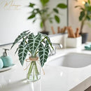 Artificial Flowers Turtle-Back, Alocasia Leaf, in Glass Vase with Faux Water,7Pcs Artificial Leaves Real Touch Latex Leaves for Centerpiece (1, Alocasia Leaf) by CozyNest Decor
