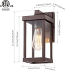 mirrea 11" Classic Outdoor Wall Sconce 1 Light in Oil Rubbed Bronze Rectangular Metal Frame and Clear Glass Shade Waterproof Porch Light Patio Light Pack of 2 by CozyNest Decor