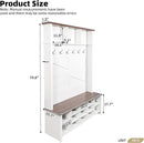 Ball & Cast 4-in-1 Hall Tree with 6 Hooks,Walnut Entryway Bench with Adjustable Shelves,Rustic Shoe Organizer with 16 Open Compartments,for Mudroom,Living Room,Hallway,White by CozyNest Decor