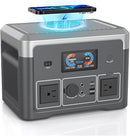 Portable Power Station, 384Wh LiFePO4 Battery Backup, 600W(1800W Peak) Solar Generator with 10 Outlets,UPS Function, Solar Power Station for Home Emergency,Camping,RV, Music Player&LED Lights by TinyTreasures Baby Boutique