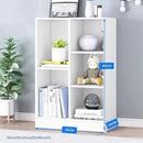 IOTXY Open Shelf Low Bookcase - Wooden 3-Tier Floor Standing Display Cabinet Organizer with Base, 5 Cubes Short Horizontal Bookshelf in Warm White by CozyNest Decor