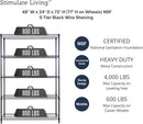 48"x24"x72" Prime Heavy Duty Black 5-Tier Steel Wire Shelving NSF 4000 LBS MAX Capacity Storage Rack for Commercial, School, Home, Garage, Warehouse, Industrial, and Hospital Uses (with Wheels) by CozyNest Decor