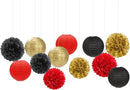 Red-Black Gold Party-Decorations Paper Flowers Lanterns - 15PCS Casino Theme Halloween Tissue Pom Poms Streamers,Game Night Women Men Birthday Wedding Bachelorette Hanging Supplies Decor Hugfond by CozyNest Decor