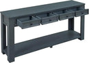 Solid Wood Console Table, Long Sofa Table Entryway Table with 4 Drawers and Bottom Shelf for Hallway Living Room Couch Table,Fully Assembled (63" Navy) by CozyNest Decor