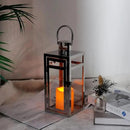 TRIROCKS Set of 2 Stainless Steel Decorative Lantern 12'' High Metal Hanging Lantern with Clear Glass Panels Perfect for Home Decor Living Room Parties Events Tabletop Indoors Outdoors (Silver) by CozyNest Decor