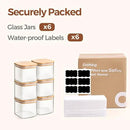 ComSaf 0.6 Qt Glass Food Storage Jars Set of 6, Clear Storage Containers with Airtight Lids, Pantry Organization Jar, Spice Jar, Blooming Tea, Coffee and Sugar Container, Canister Set for Kitchen by CozyNest Decor