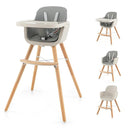 HONEY JOY High Chair, 3-in-1 Eat & Grow Wooden Highchair/Toddler Chair with Removable Tray, 5-Point Harness, PU Cushion and Footrest for Baby, High Chair for Babies and Toddlers(Gray) by TinyTreasures Baby Boutique
