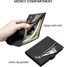 RFID Slim Passport Holder for Man & Women, Compact Leather Passport Wallet with Card Holders SIM Slots, Zippered Coins Pocket and Cash Holder Travel Passport Cover Case, Black by TinyTreasures Baby Boutique