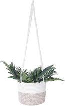 Hanging Planter Basket Jute Rope Woven Plant Hangers Indoor Hanging Plant Holder Up to 7" Pot Macrame Modern Storage Organizer Home Decor (White & Brown) by GreenHaven Gardens