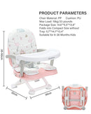 2in1 Portable Toddler Booster Seat, Grow with Baby Booster Seat for Dining Table with Removable Tray & Seat Pad, high Chair for Travel, ACE1013 Pink Flamingos by TinyTreasures Baby Boutique