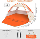 Gorich Beach Tent Sun Shelter for 3/4-5/6-7/8-10 Person with UPF 50＋ UV Protection, Lightweight & Easy Setup Beach Shade Canopy, Portable Beach Shade Tent Beach Cabana by TinyTreasures Baby Boutique