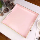 Pink Decorative Tray, Square Serving Tray with Handles, Plastic Coffee Table Tray for Ottoman, Living Room, Kitchen Tabletop, 13"x13"x1.6" by CozyNest Decor