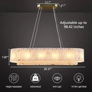 Alabaster Rectangular Chandelier for Dining Room, L39in Modern Chandeliers, Adjustable Marble Pendant Light Fixture, Rectangle Chandelier for Dining Table Living Room Kitchen Island (Bulbs INCL) by CozyNest Decor
