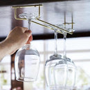 Soro Essentials- 16" Glass Hanging Stemware Rack Brass Plated Set of 2- Wine Glass Hangers Under Shelf Cabinet Wire Wine Holder Storage Hanger for Cabinet Kitchen Bar or Home by CozyNest Decor