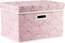 PRANDOM Collapsible Storage Boxes with Lids Fabric Decorative Storage Bins Cubes Organizer Containers Baskets with Cover Handles Divider for Bedroom Closet Living Room 14.9x9.8x9.8 Inch 1 Pack by TinyTreasures Baby Boutique