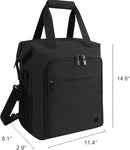 ALLCAMP 6 Bottle Wine Gift Bag - Insulated Tote Cooler, Adjustable Strap, Includes 6 Wine Glasses, Napkins & Corkscrew, Portable Travel Gifting(Black) by TinyTreasures Baby Boutique