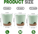 Indoor Self Watering Planters with Drainage Holes and Saucers, 9,8, 7.5 Inches, Green, 3 Pots (Springgreen) by GreenHaven Gardens