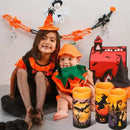 Wondise Halloween Flameless Flickering Candles with 6hrs Timer, Battery Operated Candles with Halloween Decals Real Wax LED Pillar Candles for Halloween Home Table Decor (3 x 6 Inches), Orange by CozyNest Decor