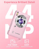 Digital Camera, 44MP FHD 1080P, 16X Zoom, 32GB SD Card, Compact Camera for Kids Teens Adults, Pink by TinyTreasures Baby Boutique