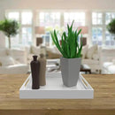 White Acrylic Serving Tray for Vanity, Bathroom, Outdoor, Food and Décor with Handles (Rectangle, Small) by CozyNest Decor