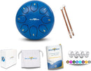 The Balmy Drum - 8 Note 6 Inch Steel Tongue Drum, Steel Drum Instrument, Drums For Children and Adults, Balmy Drum Set for Kids with Music Book, Handpan, Mallet and Carry Bag (Blue) by TinyTreasures Baby Boutique